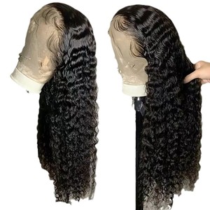 Perruque brésilienne naturelle à dentelle frontale longue de grade 12A, avec raie en <span class=keywords><strong>V</strong></span>, cheveux humains ondulés profonds, cheveux birmans bruts, sans colle - Product Image 5