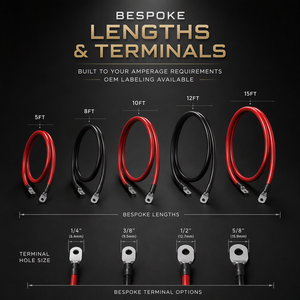 Kabel Inverter Baterai Tembaga Murni Profesional 2 AWG Merah Hitam Inti Tunggal dengan Lugs untuk Solar RV Otomotif - Product Image 4