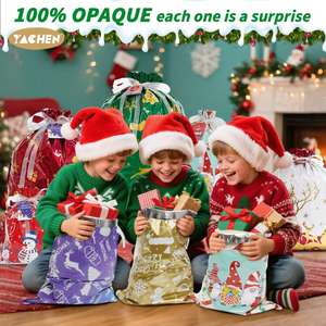 YACHEN Sacs d'emballage de cadeaux de Noël de grande et moyenne taille 30Pcs Sacs d'emballage de cadeaux de Noël avec cordon de serrage en vrac - Product Image 2