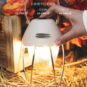 Lanterne LED portable rétro pour le camping, rechargeable 1800mAh, lumière blanche chaude, éclairage d'urgence pour le camping en plein air, éclairage de tente - Product Image 3