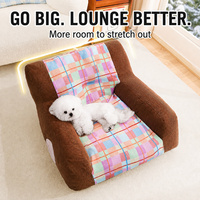 Großes Weiches Plüsch-Haustierbett für Hunde und Katzen Cartoon Indoor-Haustiercouch mit Stützenden Armlehnen Individuelles Logo