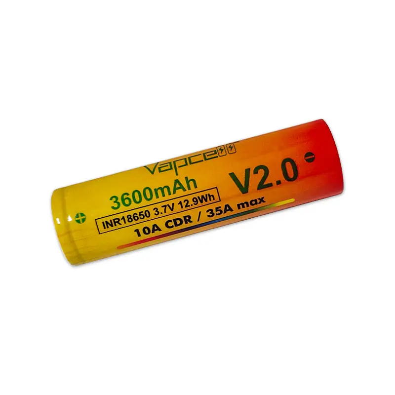 BEST SELLER! vapcell V2.0 18650 3600mah 10A/35A golden battery high power high capacity lithium ion batteries for power tools