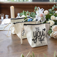 Sac à fermeture éclair en coton pour palettes de fards à paupières, trousse de puériculture, pochette de rangement, pochette personnalisée en coton pour perruques et cheveux avec fermeture éclair