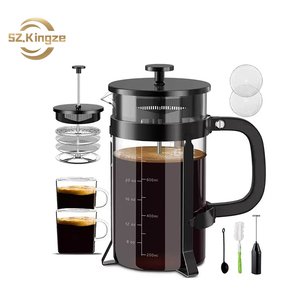 Caffettiera French Press Kingze 1000ml 34oz in Vetro Borosilicato Resistente al Calore con Filtro in Acciaio Inox 304 - Product Image 1