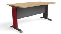 Bureau de travail en fer bicolore avec pieds en forme de I, poste de travail moderne bicolore, mobile et portable pour la maison ou le bureau