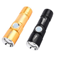 Lampe torche LED en alliage d'aluminium rétractable avec zoom Q5, haute luminosité, rechargeable par USB, mini portable, camping, rotation à 360°, 200-500m