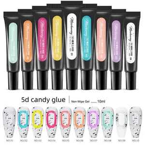 Nieuw Aankomen 10Ml 5d Snoepkleur 3d Fototherapie Snoep Macaron Gelei Geen Wasgel Nagelsalon 10 Kleur Diy Gel Nail Art Suppllie