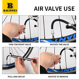 <span class=keywords><strong>Pompe</strong></span> BAIMEI mini intégrée en alliage d'aluminium haute pression 120 PSI, valve Schrader/Presta, écologique, durable, étanche - Product Image 3