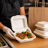 Boîte à clapet jetable en bagasse de canne à sucre, compartiment unique, pour la restauration à emporter et les services de traiteur (vente en gros)