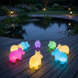Veilleuse Hippopotame Lumineuse et Unique, Lampe LED Portable Rechargeable en PE pour Chambre d'Enfants de 3 à 6 Ans - Product Image 2