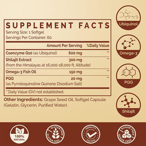Soutien OEM/ODM – Nouvelle Formule : Huile de Poisson Oméga-3 Bio Naturelle COQ10 pour la Santé Cardiaque et Cérébrale des Adultes, Gélules Molles aux Extraits de Shilajit pour la Gestion de l'Énergie - Product Image 6