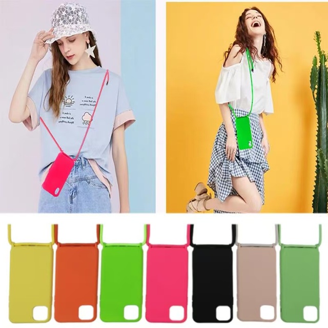 Luxury Shockproof Crossbody Strap & Lanyard Card Holder Phone Case for 13-17 Pro Max with TPU Material