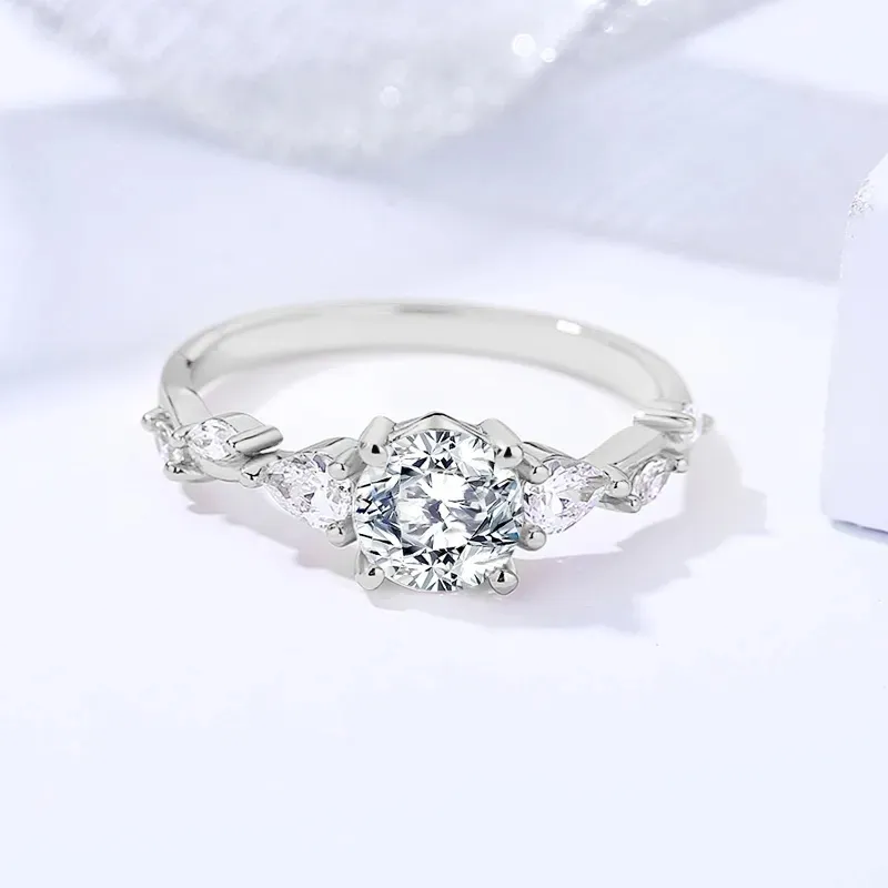 Hoge Kwaliteit Fijne Sieraden 925 Sterling Zilveren Ontwerp Bruiloft 0.5ct 1ct Moissanite Diamanten Verlovingsringen Vrouwen