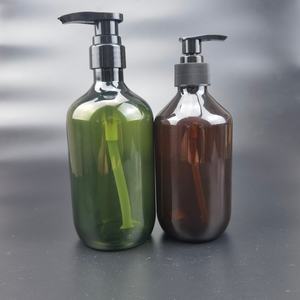 Bouteille de lotion cosmétique en plastique à pompe, transparente, vert ambre, à épaule oblique, 200ml, 250ml, 300ml, 400ml, 500ml, vente chaude - Product Image 4