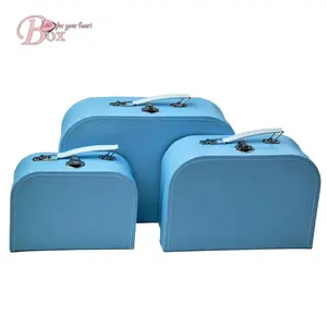 Kotak hadiah dekoratif kotak penyimpanan kertas koper Paperboard dengan tutup hadiah kotak Mache bagasi dapat ditumpuk perjalanan
