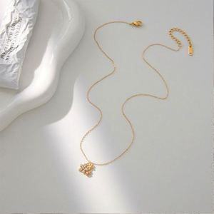 Collier Pendentif Créatif en Acier Inoxydable Plaqué Or 14k 18k avec Zircon, Étanche et Anti-ternissement, pour Femmes et Hommes - Product Image 5