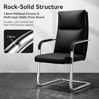 Chaise de conférence moderne en cuir Nappa noir, dossier haut, siège de visiteur de bureau avec accoudoirs et base cantilever chromée