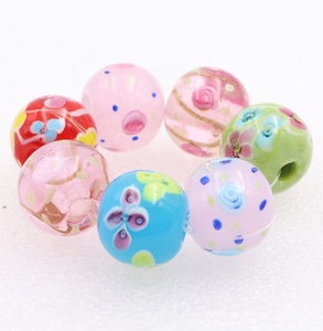Vente en gros de 5mm plein trou fleur perles focales faites à la main 20mm rond cristal perles de verre au chalumeau pour le Japon <span class=keywords><strong>Kimono</strong></span> perles de ceinture - Product Image 2