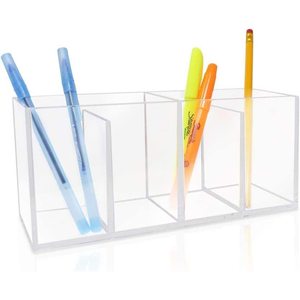 Acrylic Four Compartment Storage <b>Box</b> Transparent <b>Makeup</b> Organizer For Eyebrow Pencils Brushes Stationery Holder - Product Image 1