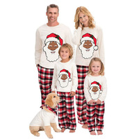 Set Piyama Keluarga Santa Natal Kustom Bahan Polyester Pakaian Tidur Pria Wanita Anak-anak Baju Tidur Natal Dropshipping POD