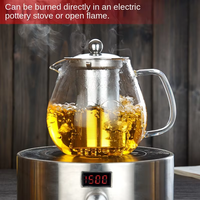 Théière en verre borosilicate de luxe moderne 600ML 800ML 1200ML avec infuseur amovible en acier inoxydable, compatible cuisinière, pour thé et café
