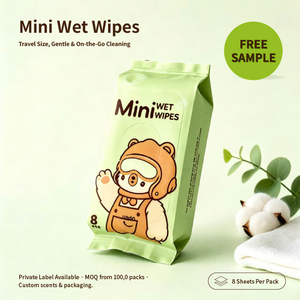 8 lingettes humides pour bébé, mini format de poche, sans alcool, lingettes nettoyantes pour nourrissons, pour les voyages et l'extérieur, antibactériennes, OEM/ODM - Product Image 2