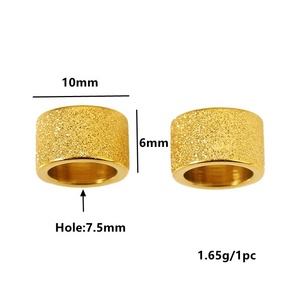 Frosted Large Hole Barrel Beads 5x6 6x10mm | 18K PVD Gold Plated Stainless Steel <b>Spacer</b> for DIY Bracelet Necklace Jewelry - Product Image 2