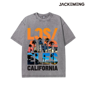 T-shirt Oversize in Cotone Lavato con Stampa '<span class=keywords><strong>Los</strong></span> <span class=keywords><strong>Angeles</strong></span> California' e <span class=keywords><strong>Foto</strong></span>, Stile Retrò Streetwear, Maglietta Casual, Magazzino USA - Product Image 2