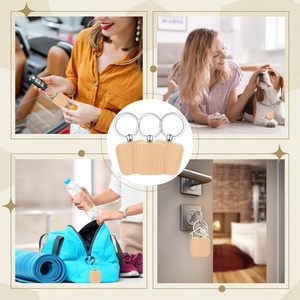 Porte-clés en bois personnalisé <span class=keywords><strong>à</strong></span> faire soi-même, gravure au laser, logo en métal, porte-clés en bois, vente en gros, promotion bon marché, cadeau pour l'artisanat, porte-clés Llavero - Product Image 6