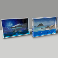 Cadre photo liquide éco-responsable haute transparence avec design flottant 3D Cœur de Saint-Valentin Requin Cerise, cadeau de décoration de Noël pour la maison
