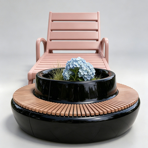 Banco Jardinero Personalizable de FRP, Resistente a la Intemperie, Maceta de Fibra de Vidrio con Asiento para Centro Comercial, Aeropuerto, Parque - Product Image 1