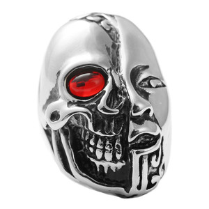Anillo de Calavera Plateado para Hombre, Joyería Punk, Estilo Retro, Engaste de Bisel 27038 - Product Image 3