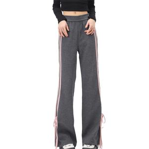 Pantalon de survêtement décontracté pour femme, coupe droite, version étroite, avec nœud et trois bandes, design mode, qualité supérieure, vente en gros - Product Image 3