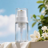 Bouteille mousseuse en plastique transparent avec logo personnalisé, pompe, format voyage, mini distributeur blanc