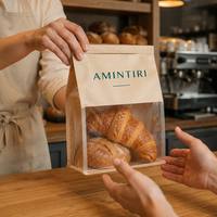 Large Kraft Paper Bread Bags Clear Side Window Resealable Tin Tie Gusset Base Food Safe Multi Eco Friendly Bulk Wholesale