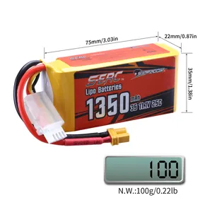 SUNPADOW 11.1V 1350mAh 25C 3S Lipo Battery Soft Pack With XT30 Plug For RC Airplane Quadcopter Helicopter Drone FPV Racing Hobby