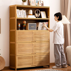 Estantería de pie, estante de almacenamiento de varias capas, a prueba de polvo, con puertas de armario, mueble de almacenamiento integrado para sala de estar. - Product Image 1