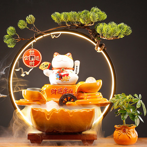 <span class=keywords><strong>Fontaine</strong></span> d'eau d'intérieur 2024 avec aquarium et cascade à refoulement, éclairage LED, pour décoration de bureau et maison, brûleur d'<span class=keywords><strong>encens</strong></span> - Product Image 2