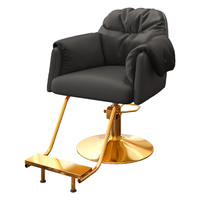 Chaise de barbier haut de gamme en acier inoxydable pour salons de coiffure, design moderne avec fonctions de rotation et de levage, avec repose-pieds