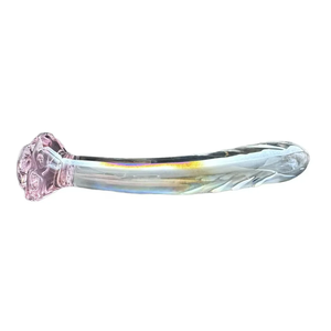 Dildo de Vidrio Rosa Largo que Brilla en la Oscuridad con Diseño Curvo y Acanalado, Tapón Anal de Vidrio de Borosilicato Seguro, Juguetes Sexuales de Fantasía para Mujeres - Product Image 4