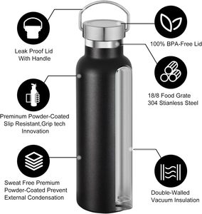 Wholesale Custom Logo <b>Water</b> Bottle with Handle Lid Fits Car Cup Holder 500ml 750ml 1000ml Stainless Steel Vacuum Insulated Flask - Product Image 3