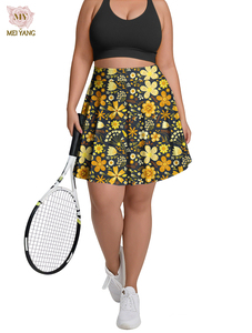 <span class=keywords><strong>Falda</strong></span> pantalón de cintura alta, suave y cepillada, 92% poliéster, 8% elastano, talla grande para mujer, estampada, con bolsillo. - Product Image 6