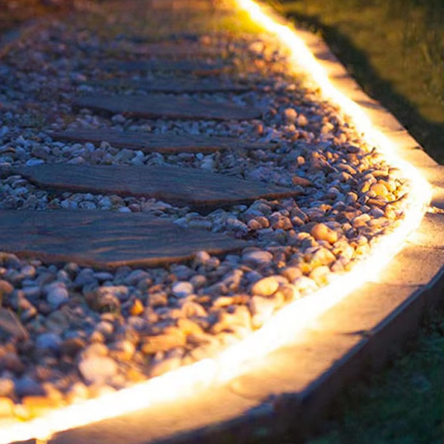 Courtyard Outdoor Landscape LED Strip Light Waterproof IP65 PVC Garden Decorative Step Inground Light with AC Power Supply