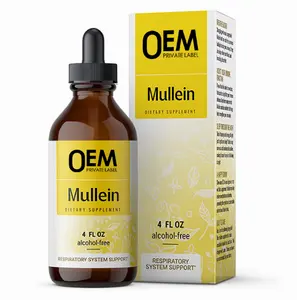 Suplemento de extracto de hoja de Mullein OEM, tintura de hoja de Mullein, desintoxicación y soporte respiratorio, gotas de Mullein para los pulmones