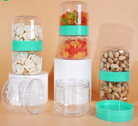 Pot hermétique à double compartiment en PET de qualité alimentaire, anti-odeur, pour bonbons, biscuits, snacks et artisanat