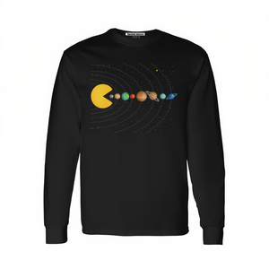 T-shirt à manches longues avec graphique sur le système solaire, design de jeux vidéo spatiaux - Product Image 2