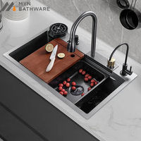 Cuisine de danse de pluie en céramique grise durable à trou unique, robinet à grande cascade coulissant, connexions flexibles pour la chambre à coucher