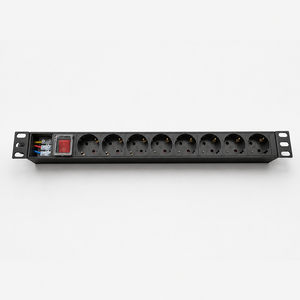 PDU Schuko 1U 19 Pollici con 8 Prese 16A 230V, Protezione da Sovraccarico e Sovratensione, Montaggio a Rack per Data Center - Product Image 1