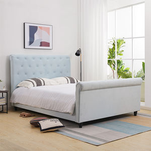 Quality Manufacturers Bedroom Furniture Luxury King Size Modern <b>Bed</b> Frame High Double <b>Bed</b> Upholstered Headboard - Product Image 1