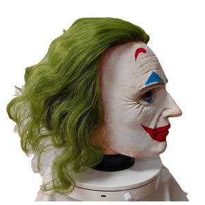 Masque de clown souriant en latex, cheveux verts, accessoire de costume d'Halloween, cosplay, jeu de rôle - Product Image 5